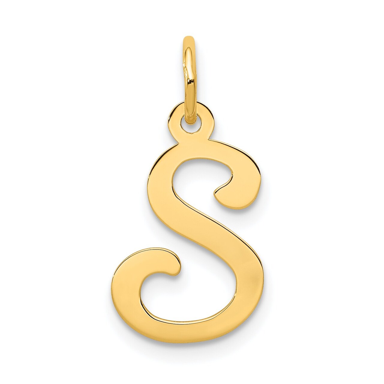 14K Gold Polished Fancy Initial Letter S Charm Pendant Jewerly 20mm x 11mm